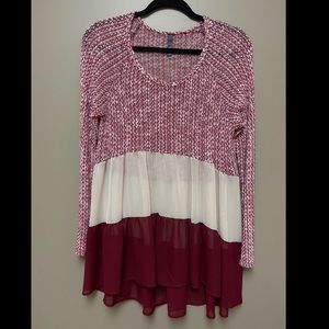 Maroon and cream top